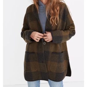 NWT Madewell buffalo check sweater coat